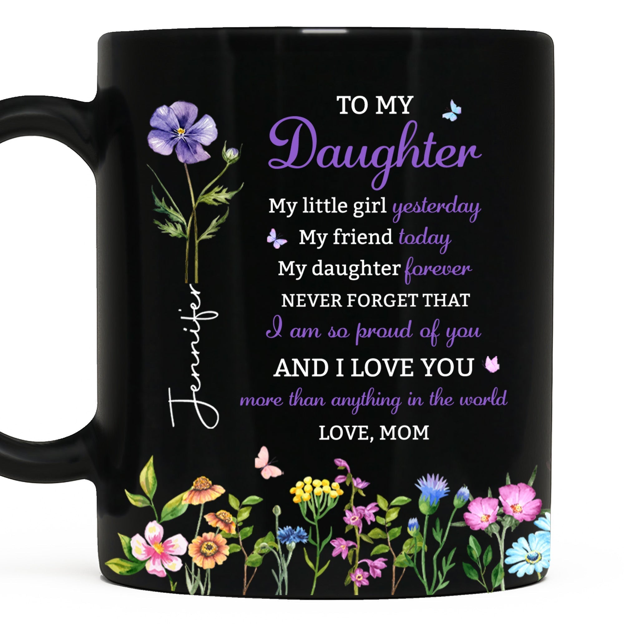 Personalized Black Mug Custom Message Gift for Daughter