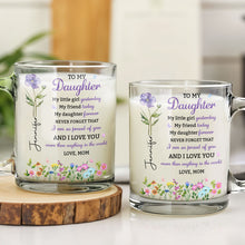 Load image into Gallery viewer, Personalized Glass Mug Custom Birth Month Flowers Gift for Daughter

