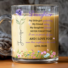 Load image into Gallery viewer, Personalized Glass Mug Custom Birth Month Flowers Gift for Daughter
