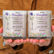 Load image into Gallery viewer, Personalized Glass Mug Custom Birth Month Flowers Gift for Daughter

