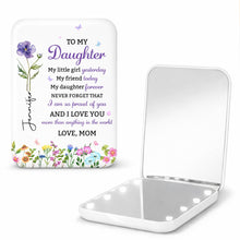 Load image into Gallery viewer, Personalized LED Pocket Mirror Custom Name Gift for Daughter
