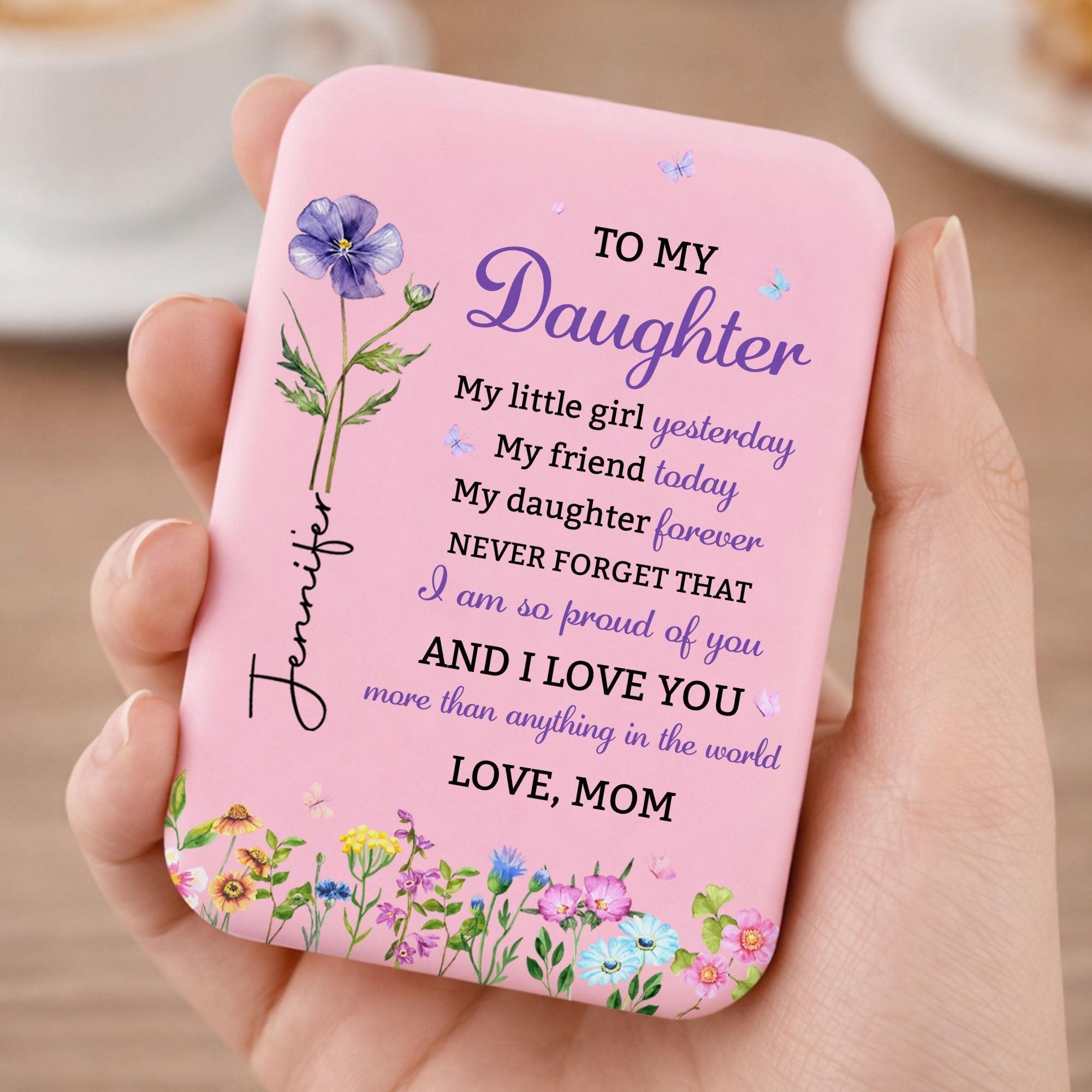 Personalized LED Pocket Mirror Custom Name Gift for Daughter