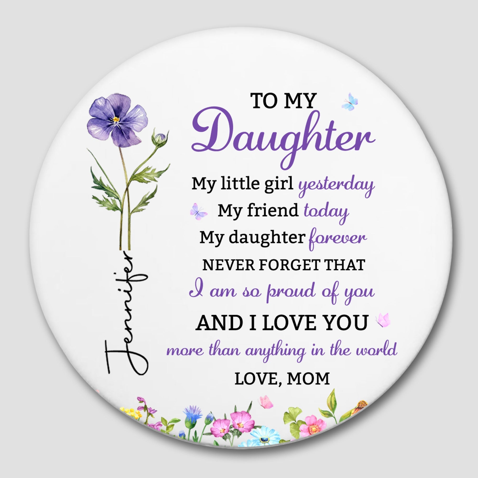 Personalized Birth Flower Coaster Custom Gift for Daughter