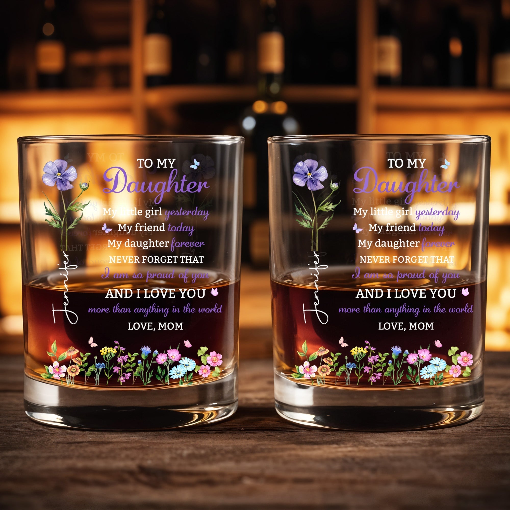 Personalized Custom Whiskey Glass Elegant Gift for Daughter
