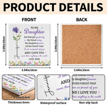 Load image into Gallery viewer, Personalized Square Ceramic Coaster Gift for Daughter - Butterfly Design
