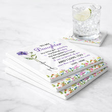 Load image into Gallery viewer, Personalized Square Ceramic Coaster Gift for Daughter - Butterfly Design
