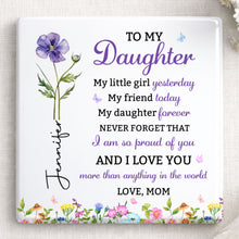 Load image into Gallery viewer, Personalized Square Ceramic Coaster Gift for Daughter - Butterfly Design
