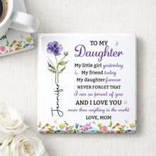 Load image into Gallery viewer, Personalized Square Ceramic Coaster Gift for Daughter - Butterfly Design
