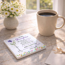 Load image into Gallery viewer, Personalized Square Ceramic Coaster Gift for Daughter - Butterfly Design
