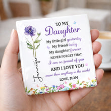Load image into Gallery viewer, Personalized Square Ceramic Coaster Gift for Daughter - Butterfly Design
