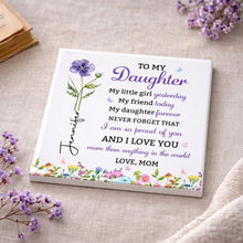 Load image into Gallery viewer, Personalized Square Ceramic Coaster Gift for Daughter - Butterfly Design
