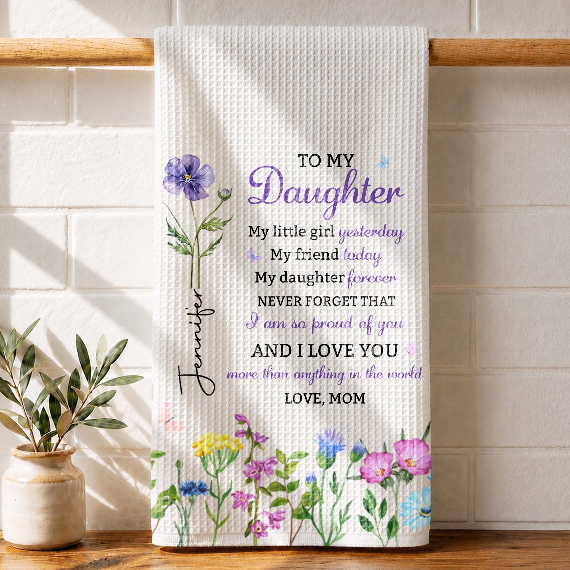 Personalized Kitchen Towel Custom Name Gift for Daughter