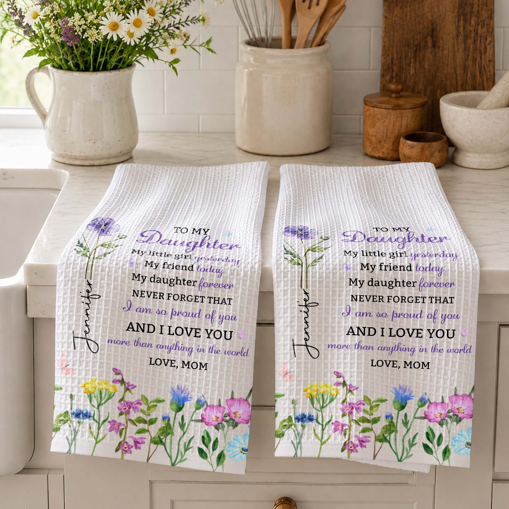 Personalized Kitchen Towel Custom Name Gift for Daughter