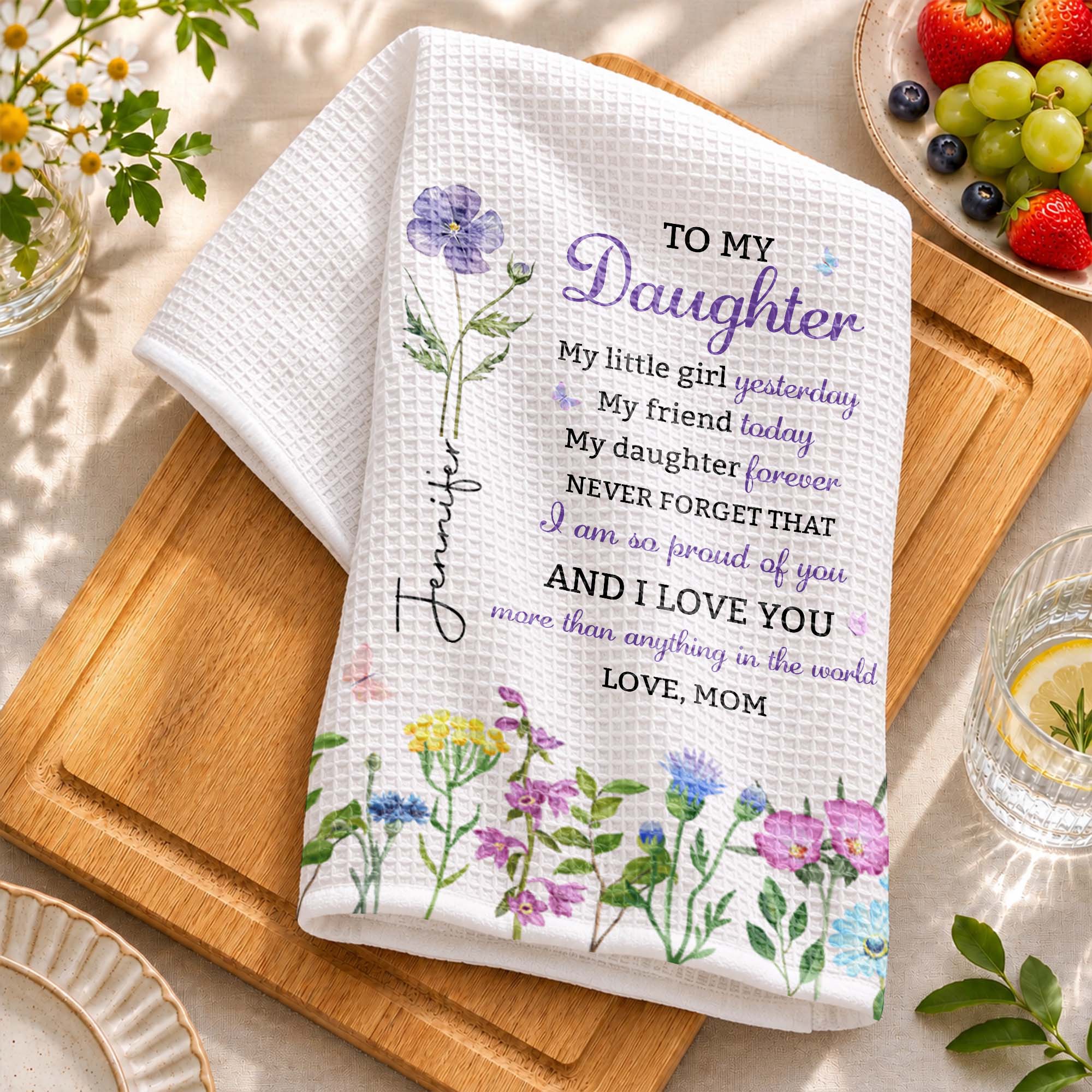 Personalized Kitchen Towel Custom Name Gift for Daughter
