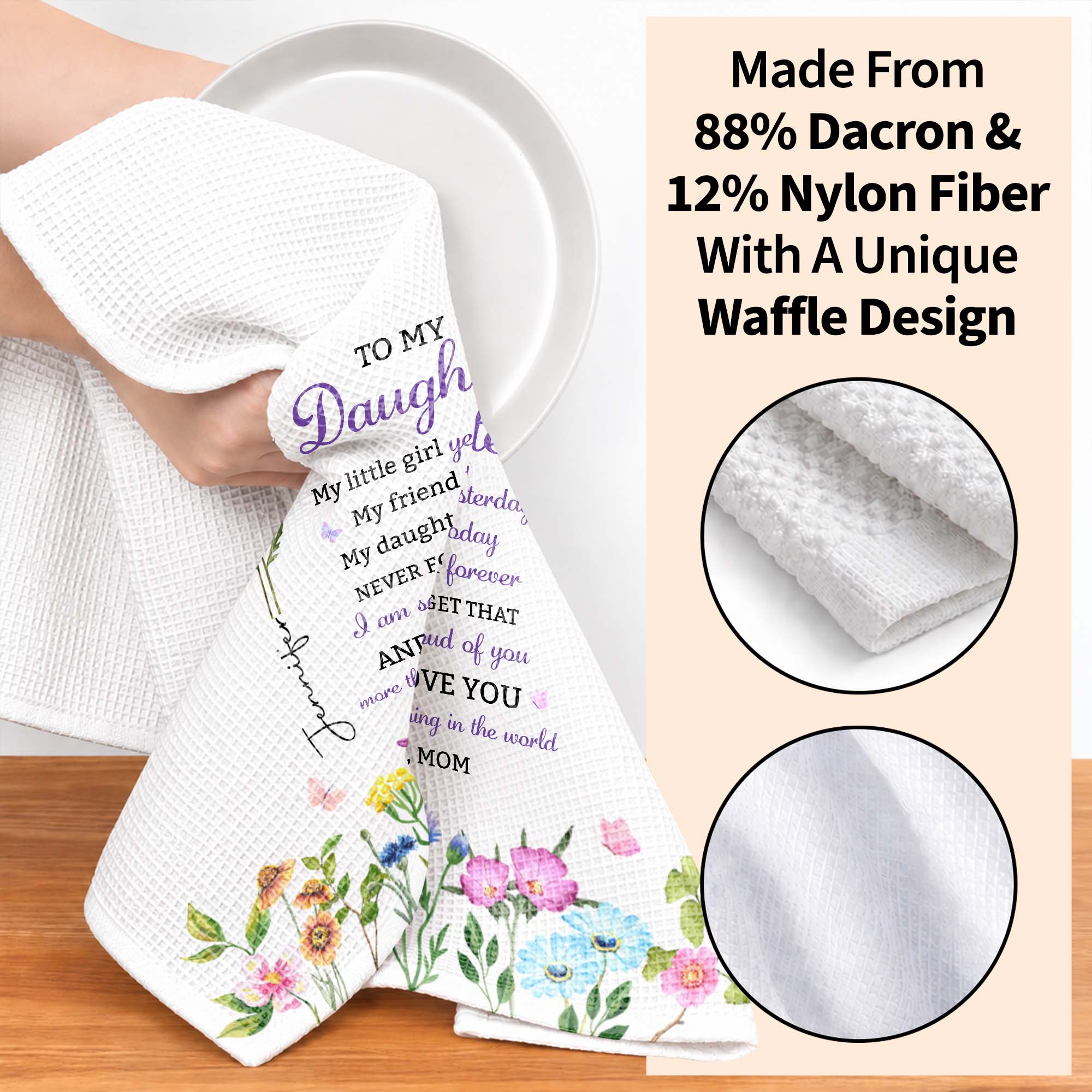 Personalized Kitchen Towel Custom Name Gift for Daughter