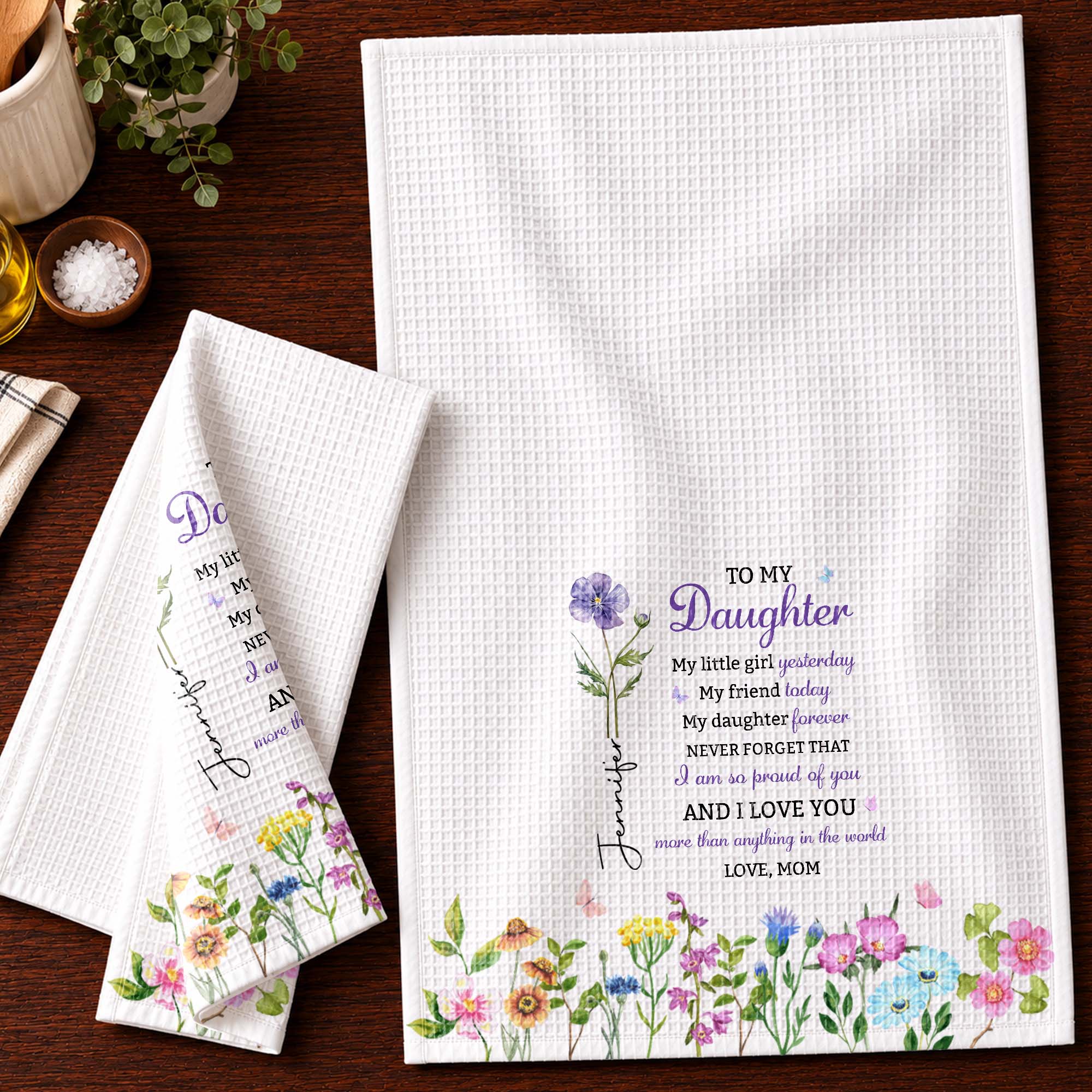 Personalized Kitchen Towel Custom Name Gift for Daughter