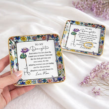 Load image into Gallery viewer, Personalized Ceramic Jewelry Dish Birth Month Flowers Gift for Daughter
