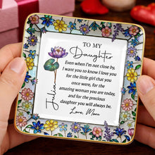 Load image into Gallery viewer, Personalized Ceramic Jewelry Dish Birth Month Flowers Gift for Daughter
