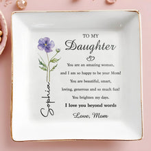 Load image into Gallery viewer, Personalized Ceramic Jewelry Dish Birth Month Flower Gift for Daughter
