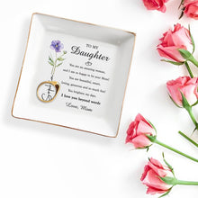 Load image into Gallery viewer, Personalized Ceramic Jewelry Dish Birth Month Flower Gift for Daughter

