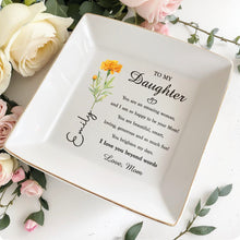 Load image into Gallery viewer, Personalized Ceramic Jewelry Dish Birth Month Flower Gift for Daughter
