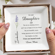 Load image into Gallery viewer, Personalized Ceramic Jewelry Dish Birth Month Flower Gift for Daughter
