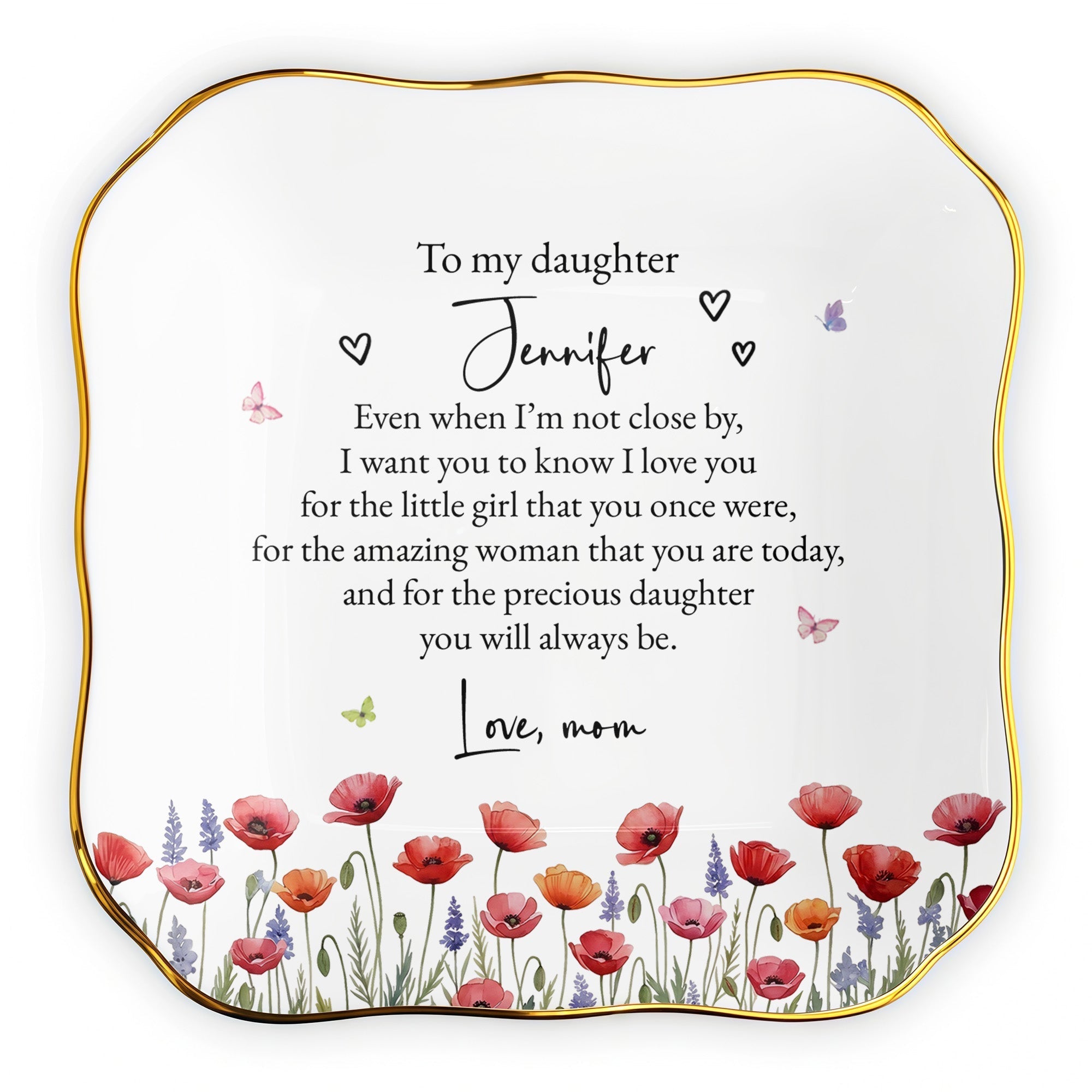 Personalized Lace Square Jewelry Dish Custom Name Gift for Daughter