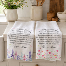 Load image into Gallery viewer, Personalized Kitchen Towel for Daughter with Flowers &amp; Butterflies Gift
