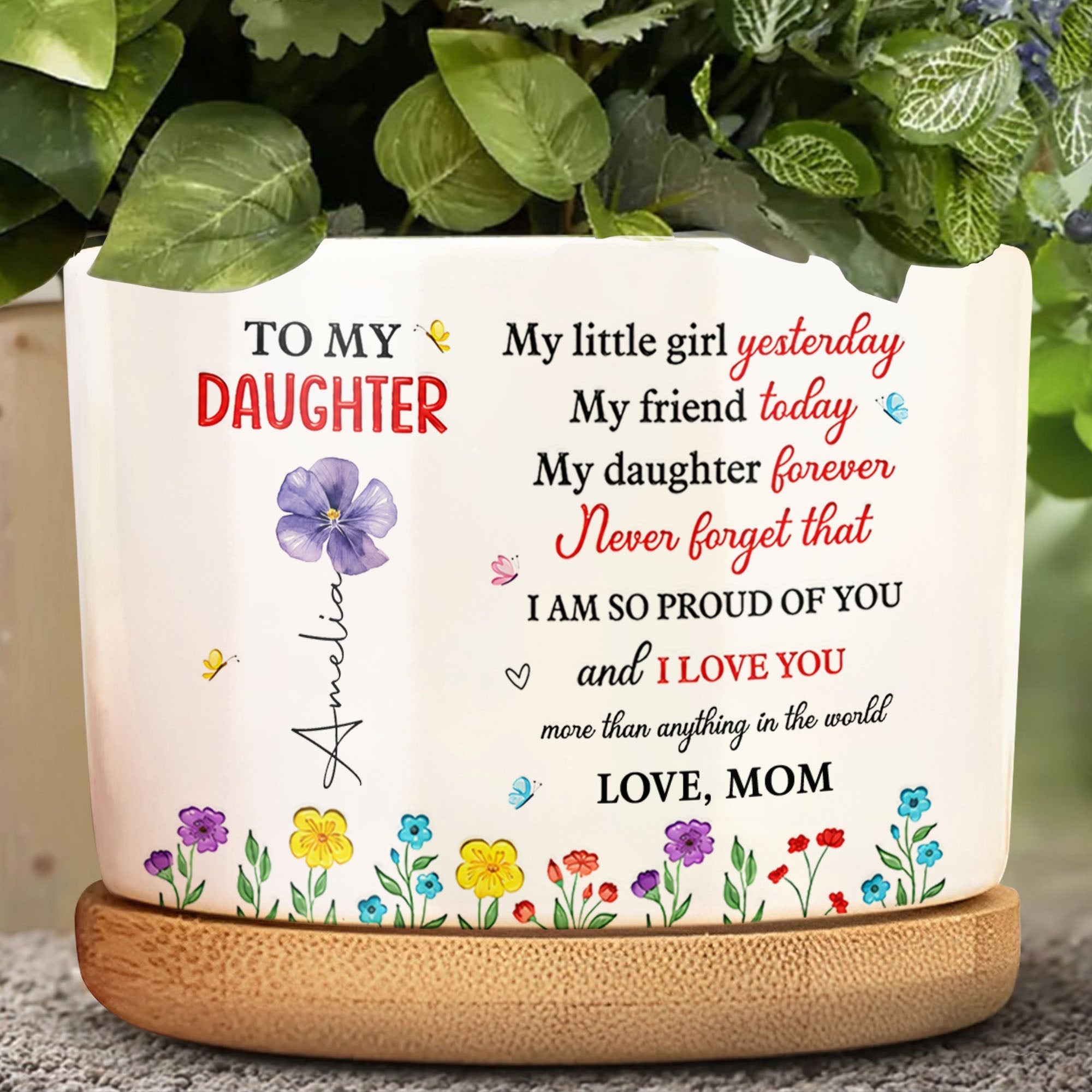 Personalized Ceramic Plant Pot Custom Name Gift for Daughter