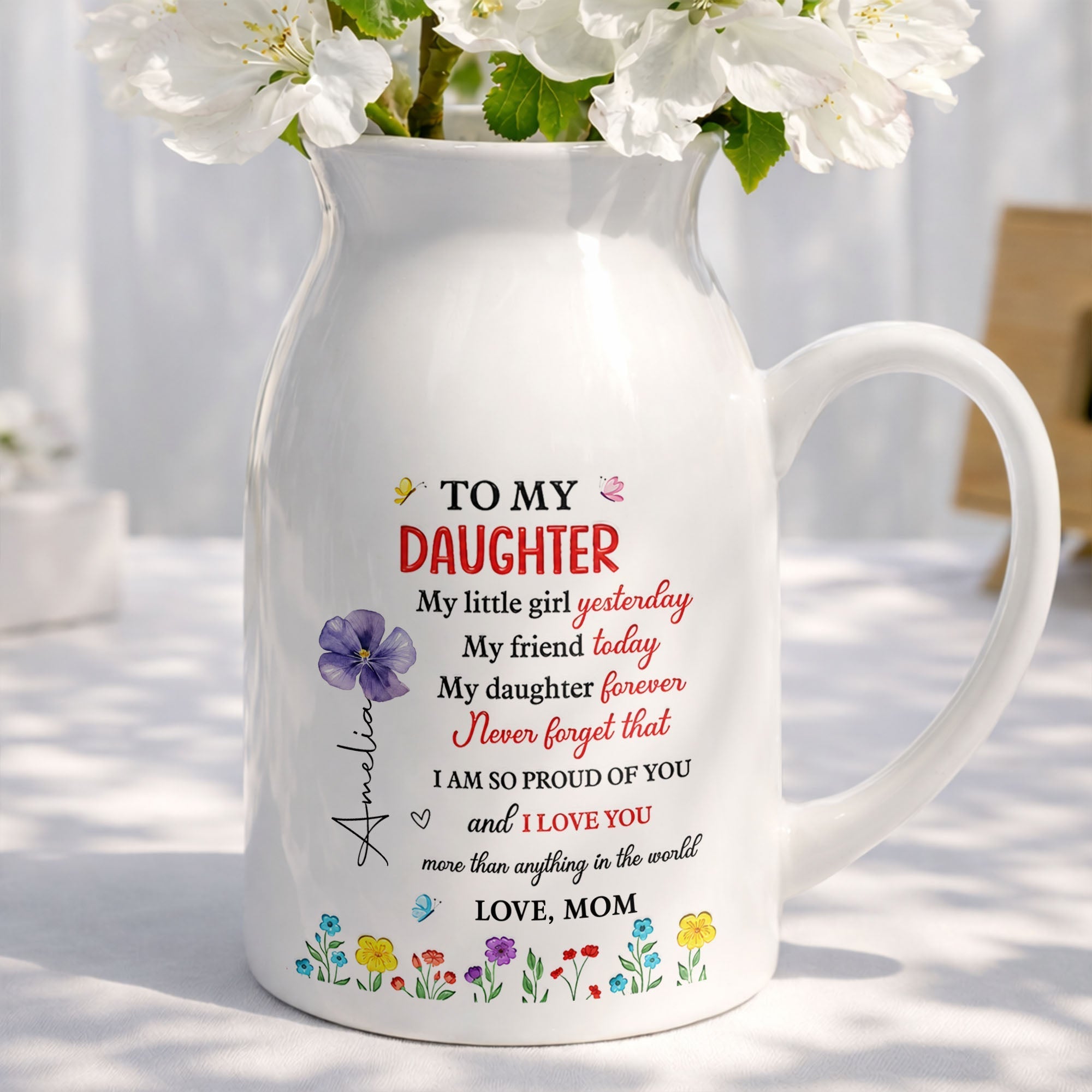 Personalized Ceramic Flower Vase Custom Name Gift for Daughter