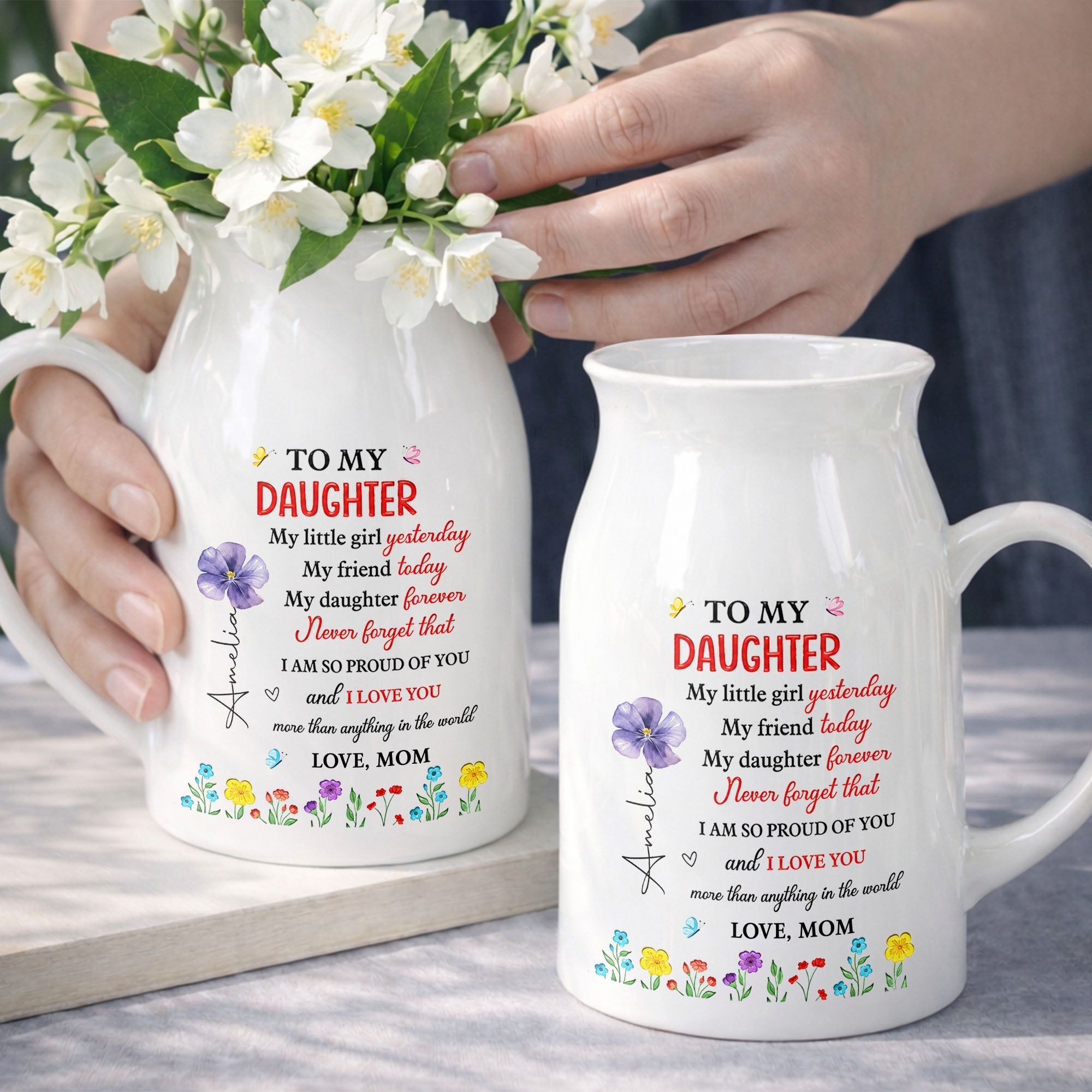 Personalized Ceramic Flower Vase Custom Name Gift for Daughter