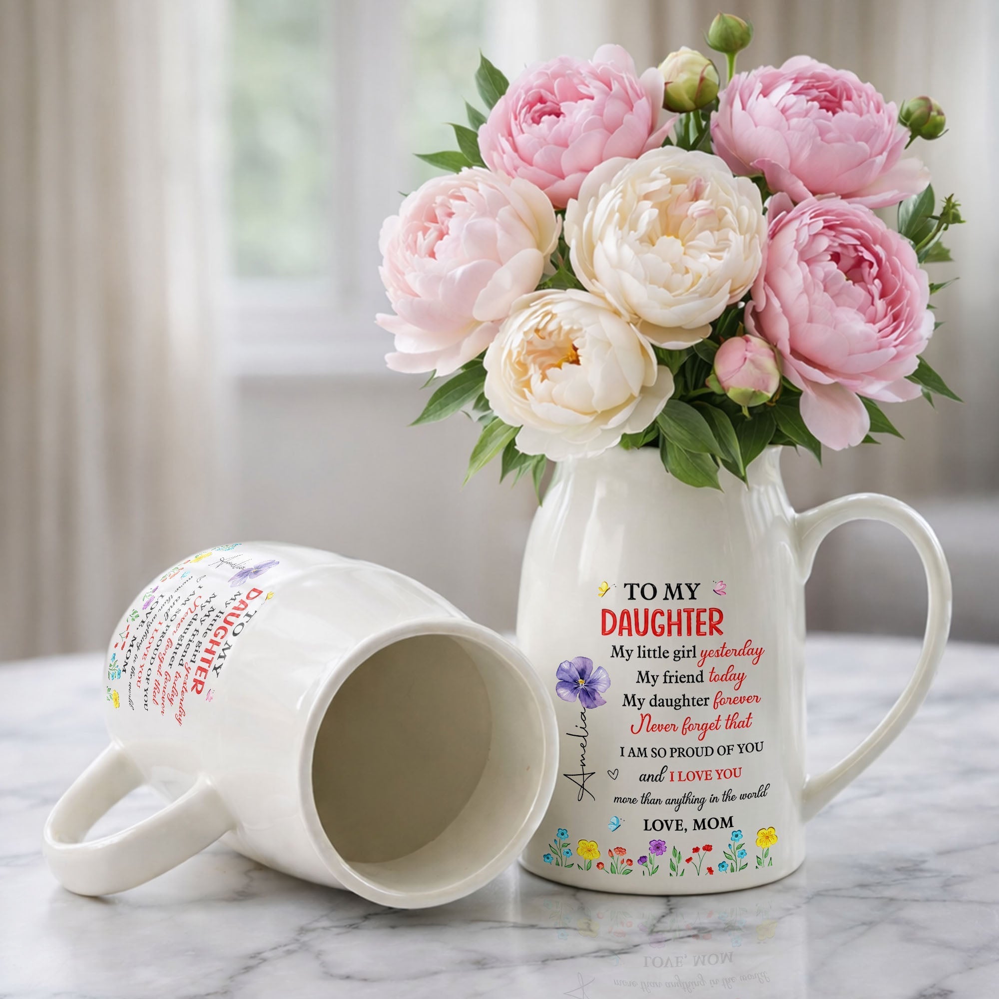 Personalized Ceramic Flower Vase Custom Name Gift for Daughter
