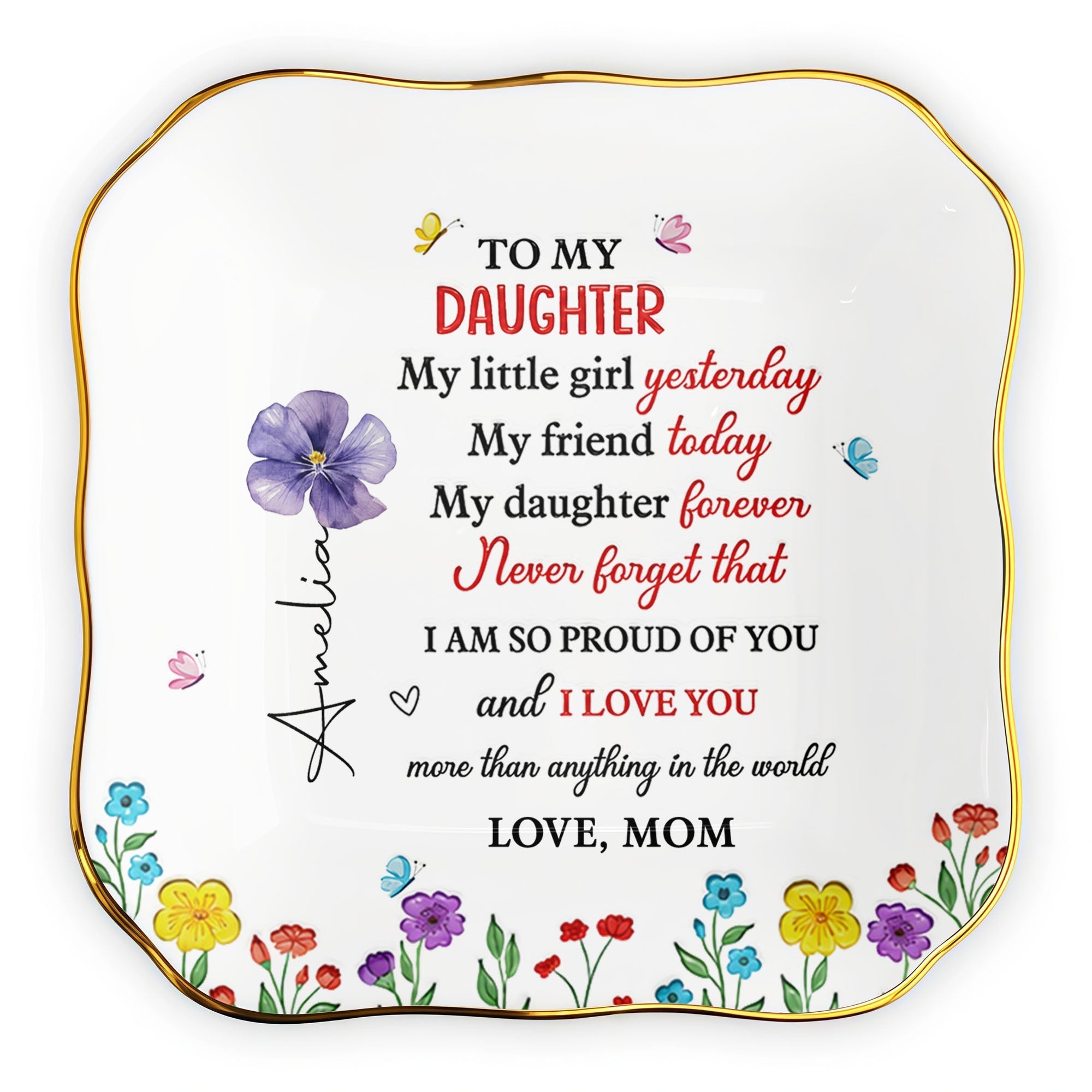 Personalized Lace Jewelry Dish Custom Name Gift for Daughter