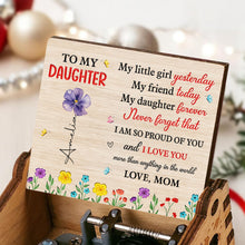 Load image into Gallery viewer, Custom Wooden Music Box with Birth Month Flowers for Daughter
