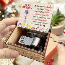 Load image into Gallery viewer, Custom Wooden Music Box with Birth Month Flowers for Daughter
