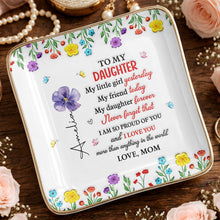 Load image into Gallery viewer, Personalized Ceramic Jewelry Dish Gift for Daughter - Floral Butterflies
