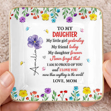Load image into Gallery viewer, Personalized Ceramic Jewelry Dish Gift for Daughter - Floral Butterflies
