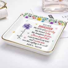 Load image into Gallery viewer, Personalized Ceramic Jewelry Dish Gift for Daughter - Floral Butterflies
