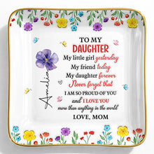 Load image into Gallery viewer, Personalized Ceramic Jewelry Dish Gift for Daughter - Floral Butterflies
