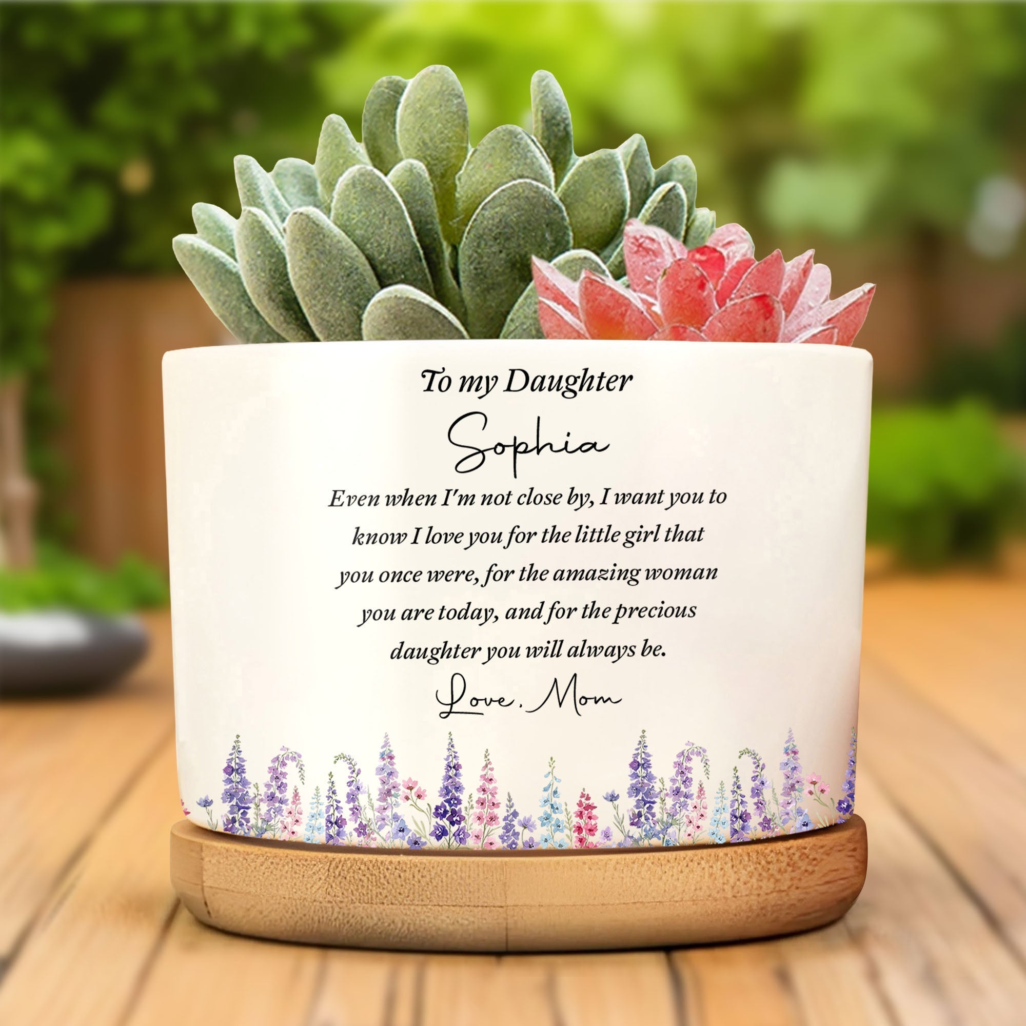 Personalized Ceramic Plant Pot Custom Message for Daughter