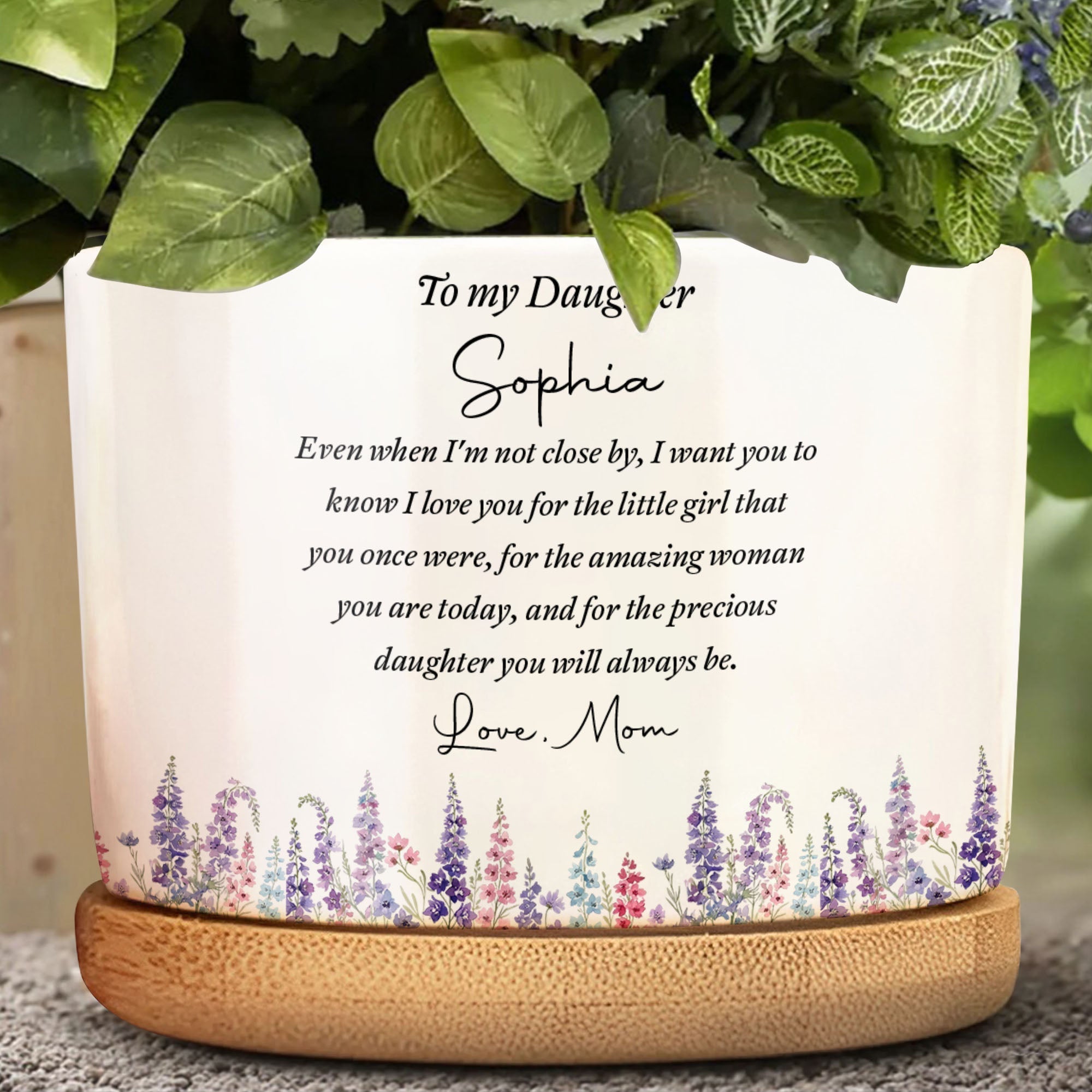 Personalized Ceramic Plant Pot Custom Message for Daughter