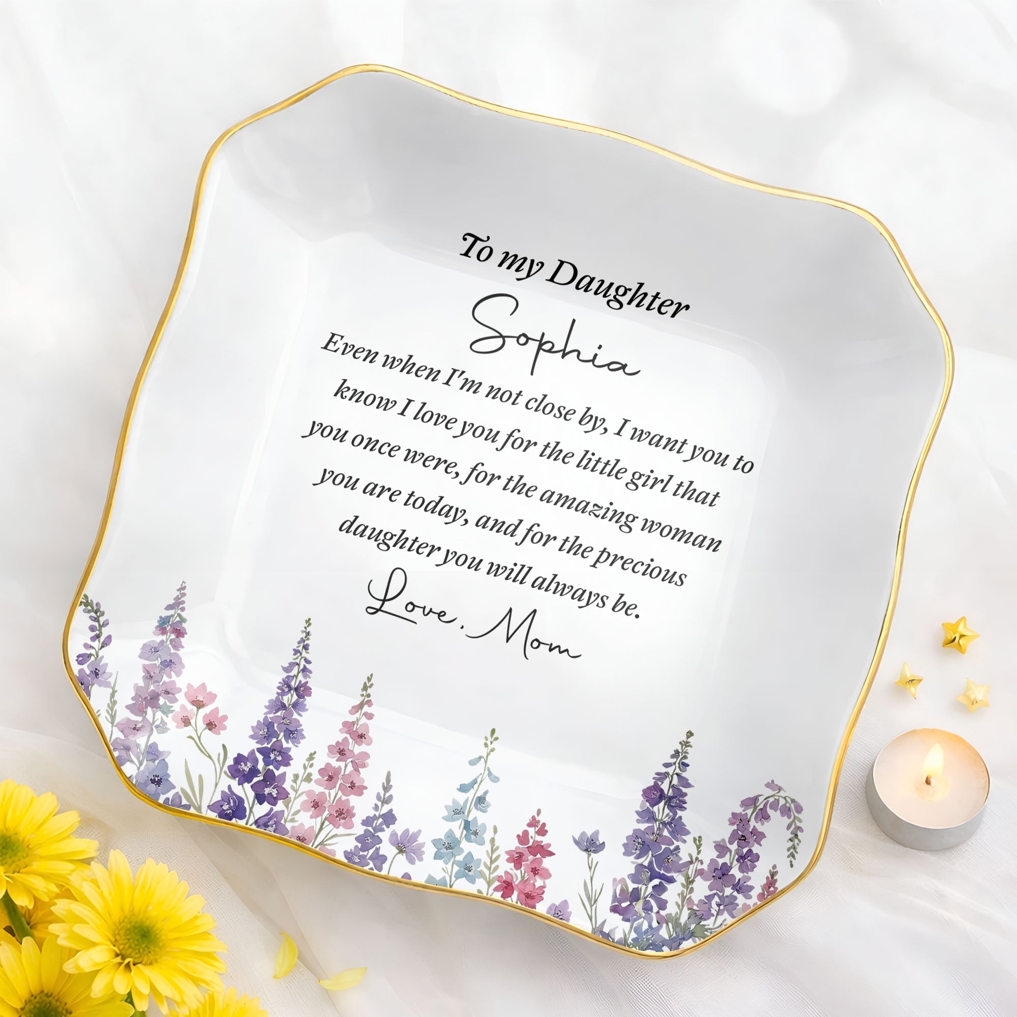 Personalized Lace Jewelry Dish Custom Name Gift for Daughter