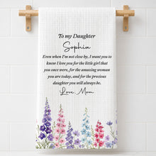 Load image into Gallery viewer, Personalized Kitchen Towel Birth Month Flowers Gift for Daughter
