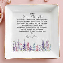 Load image into Gallery viewer, Personalized Floral Heart Jewelry Dish Custom Gift for Bonus Daughter

