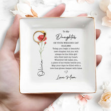 Load image into Gallery viewer, Personalized Birth Month Flower Jewelry Dish Custom Gift for Daughter
