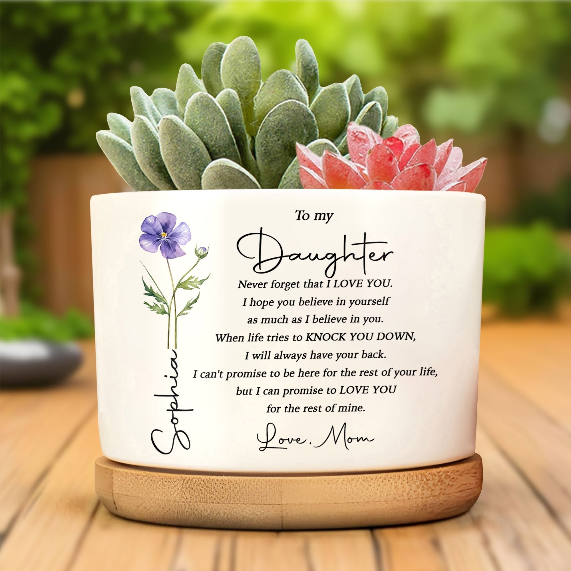 Personalized Ceramic Plant Pot Custom Name Gift for Daughter