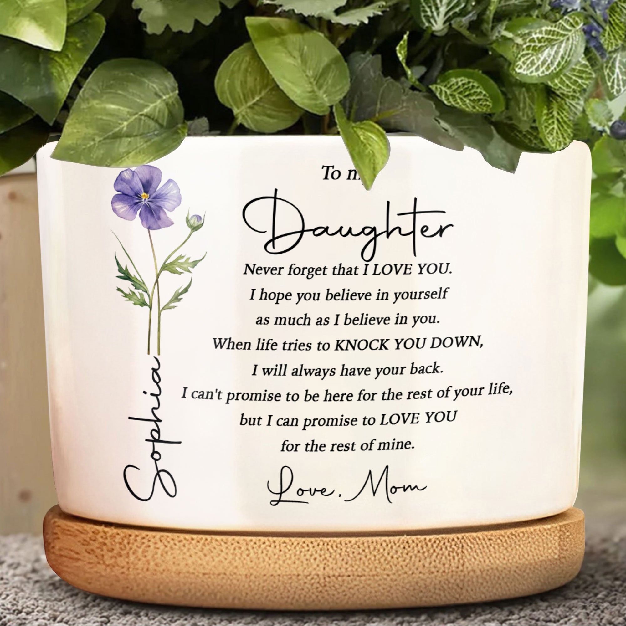 Personalized Ceramic Plant Pot Custom Name Gift for Daughter