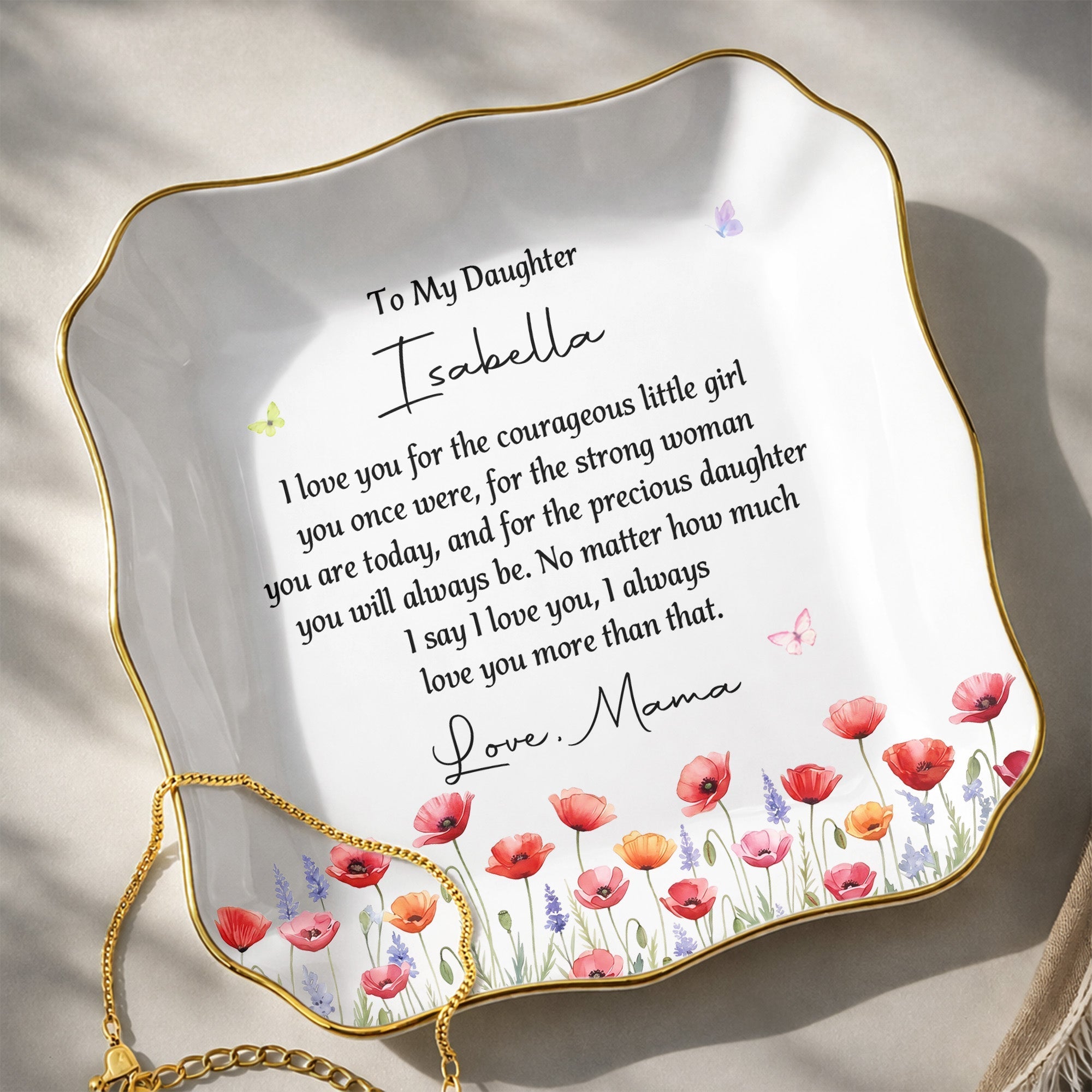 Personalized Lace Jewelry Dish Custom Name Gift for Daughter