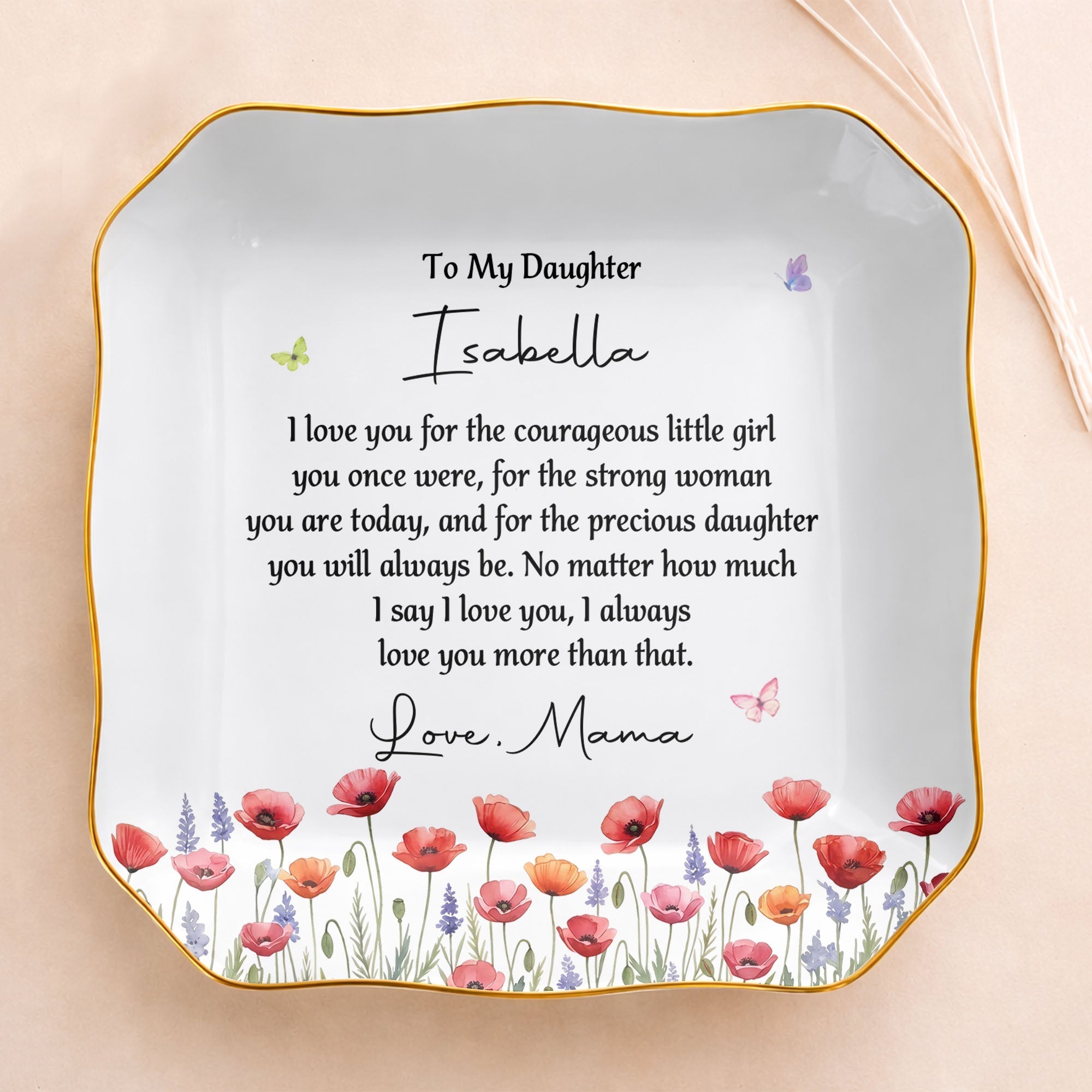 Personalized Lace Jewelry Dish Custom Name Gift for Daughter