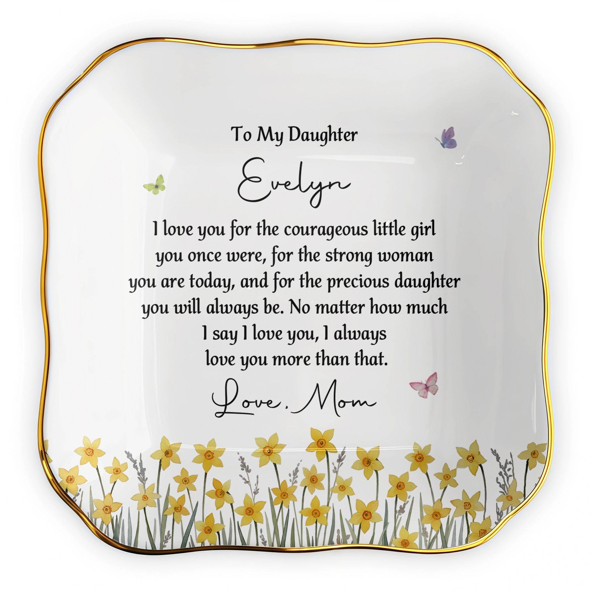 Personalized Lace Jewelry Dish Custom Name Gift for Daughter